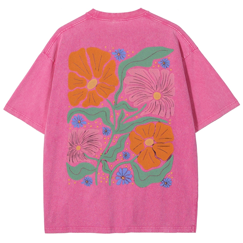 Flower Vintage Snowflake Washed T-Shirt
