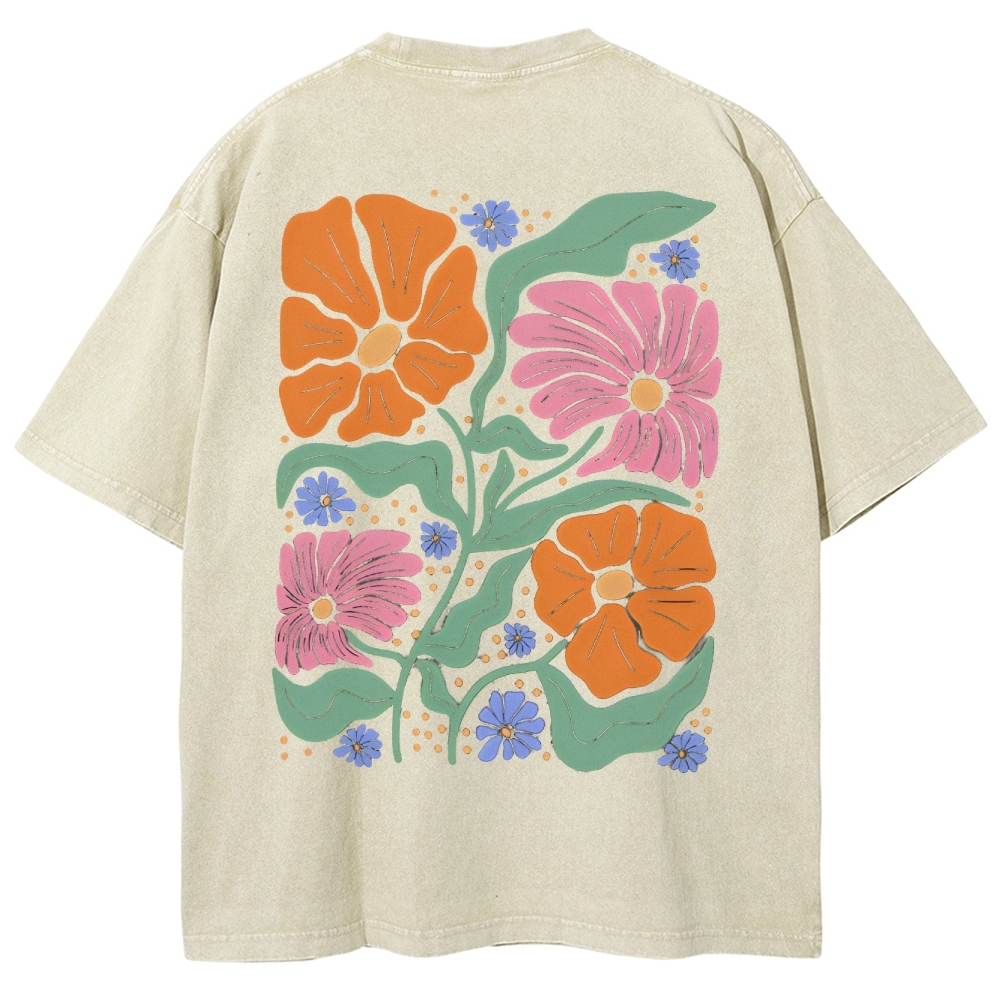 Flower Vintage Snowflake Washed T-Shirt