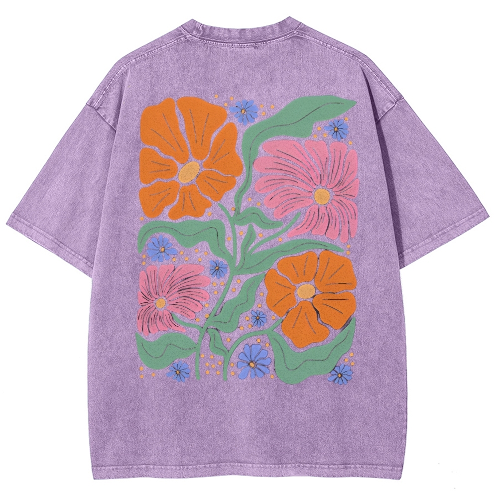 Flower Vintage Snowflake Washed T-Shirt