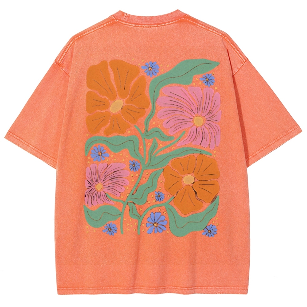 Flower Vintage Snowflake Washed T-Shirt