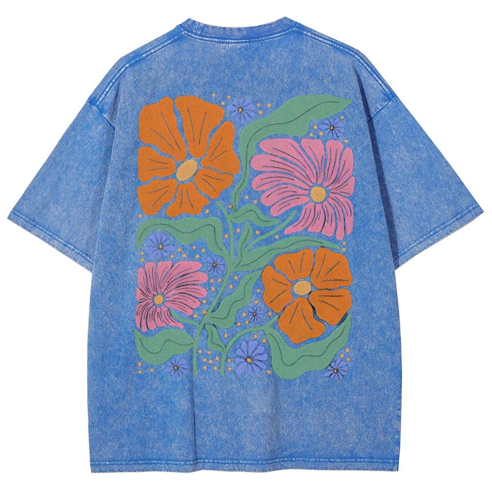 Flower Vintage Snowflake Washed T-Shirt