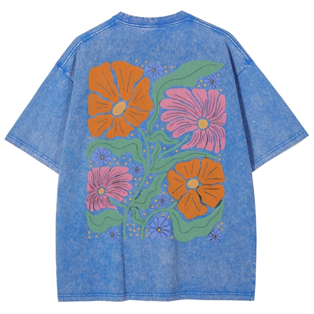 Flower Vintage Snowflake Washed T-Shirt