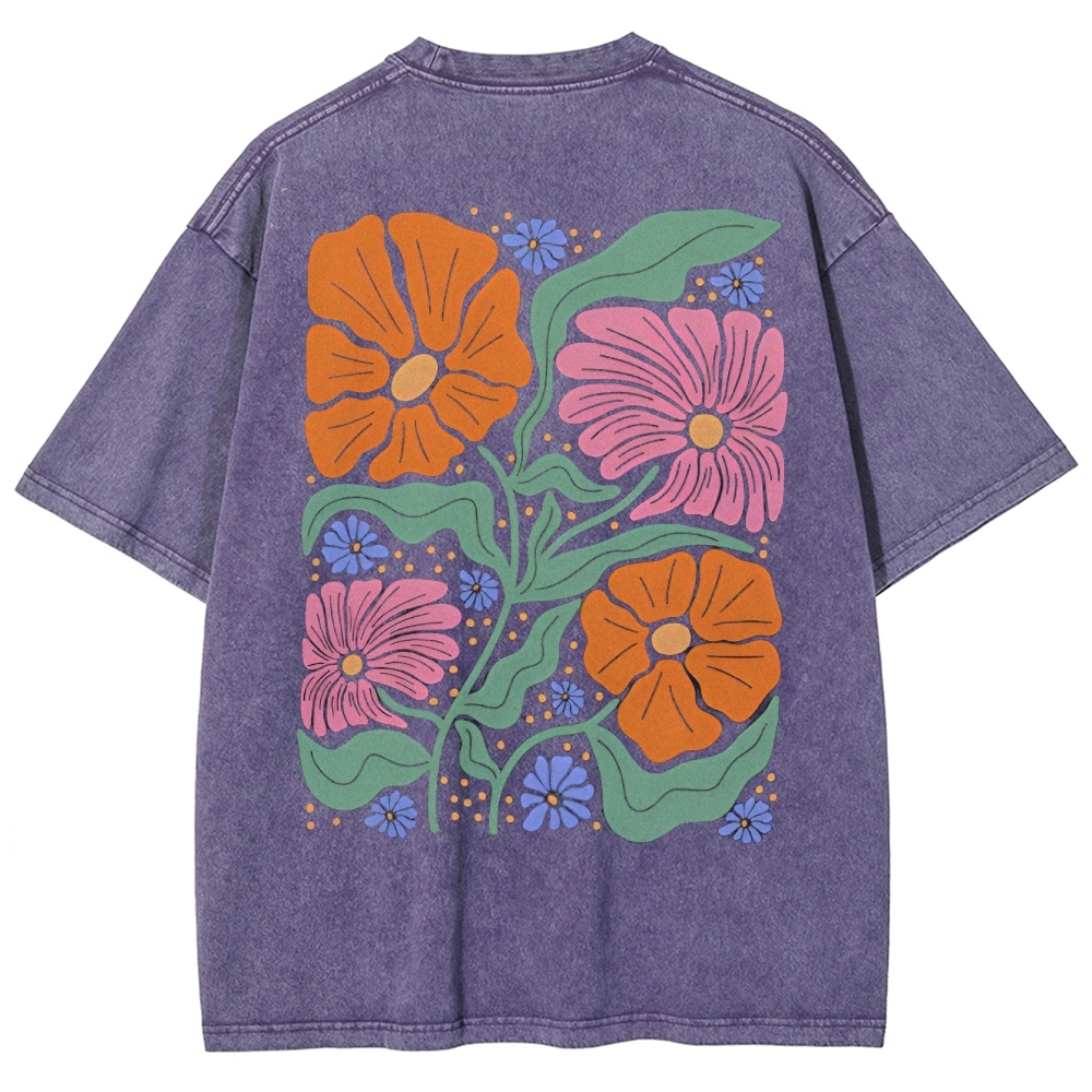Flower Vintage Snowflake Washed T-Shirt