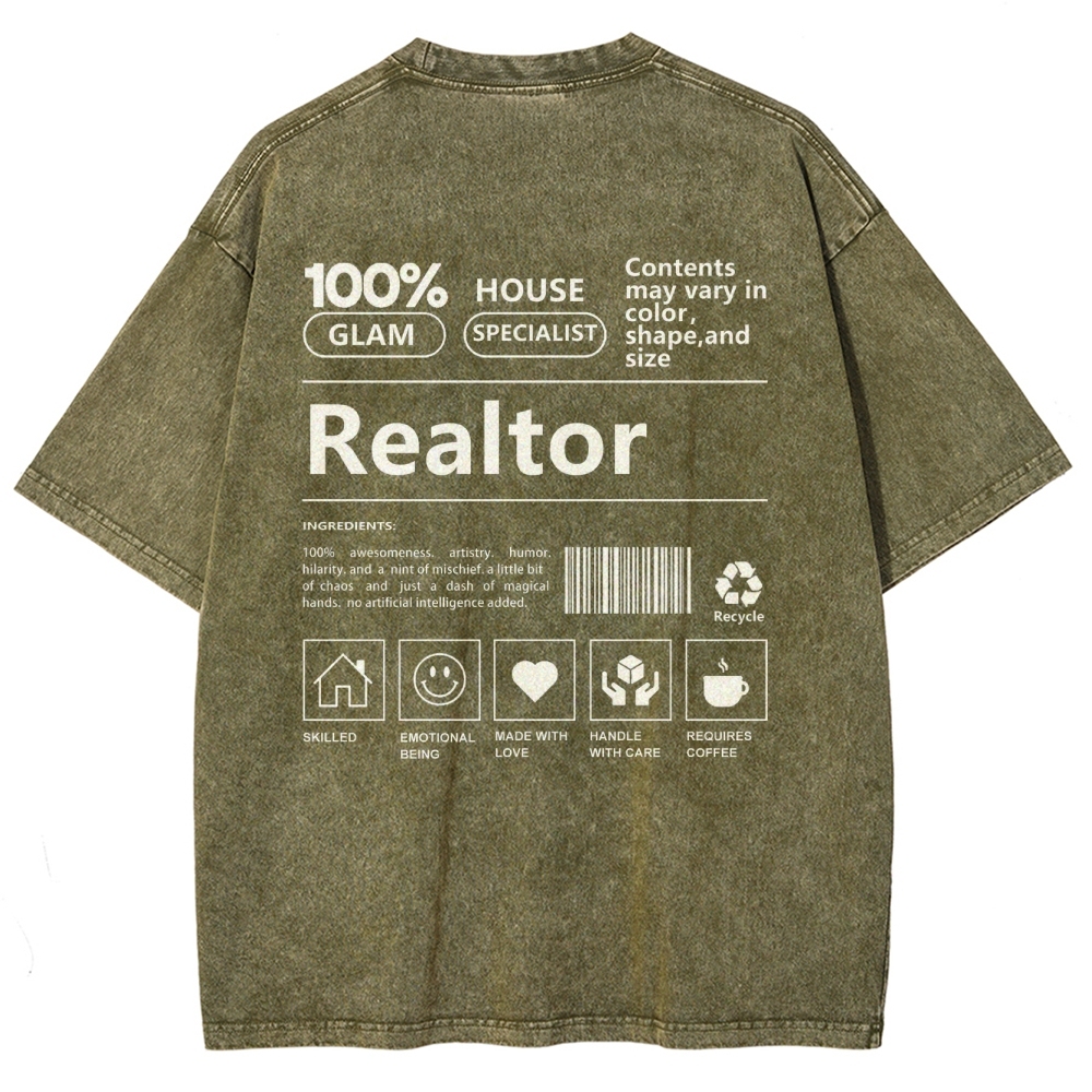 Realtor Vintage Snowflake Washed T-Shirt
