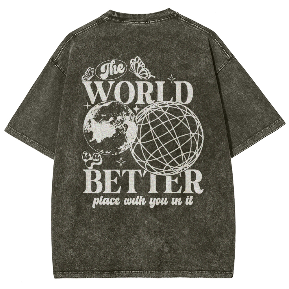 The World Is A Better Place With You In It Vintage Snowflake Washed T-Shirt