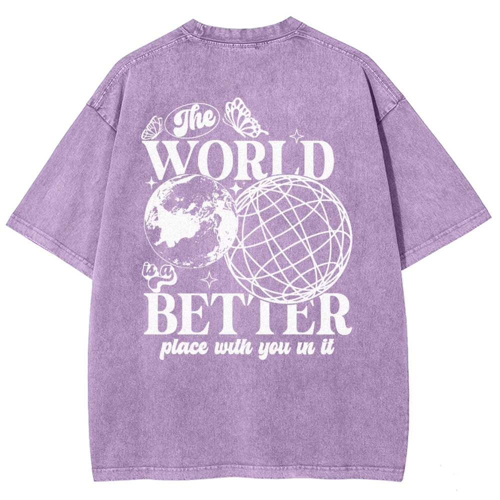 The World Is A Better Place With You In It Vintage Snowflake Washed T-Shirt