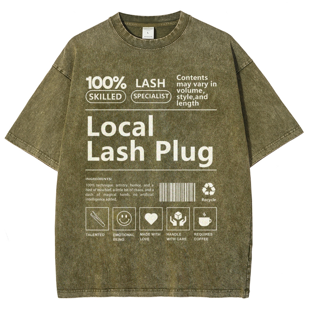 Local Lash Plug Unisex Fit Washed T-Shirt Customscool