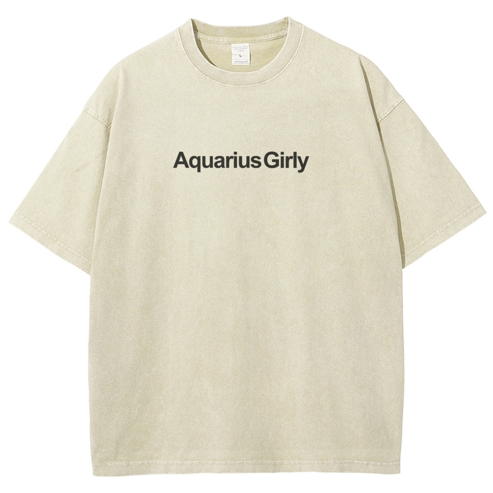 Aquarius Girly Unisex Fit Washed T-Shirt Customscool