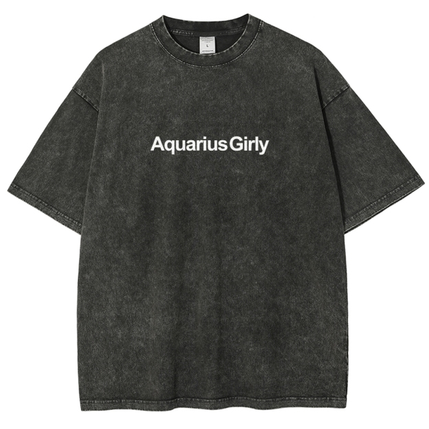 Aquarius Girly Unisex Fit Washed T-Shirt Customscool