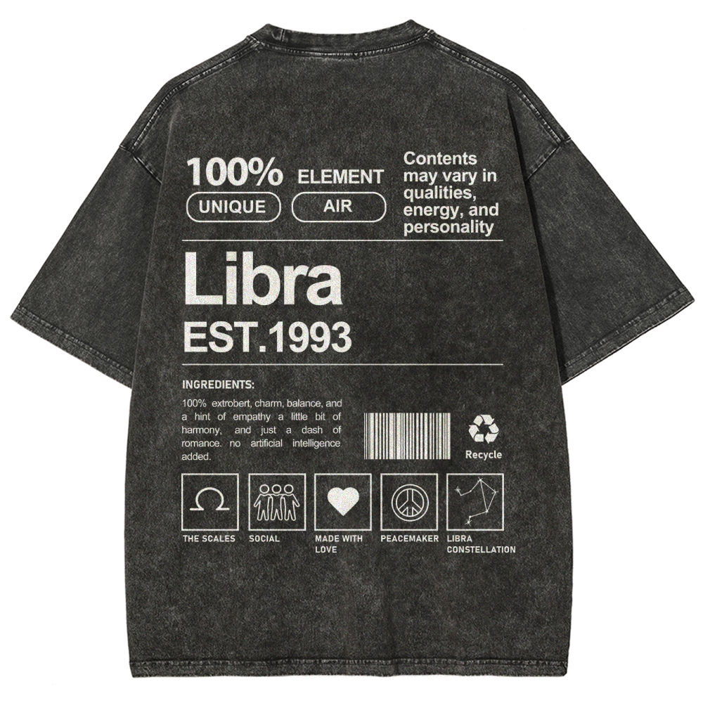 Libra Addcustom Unisex Fit Washed T-Shirt Customscool