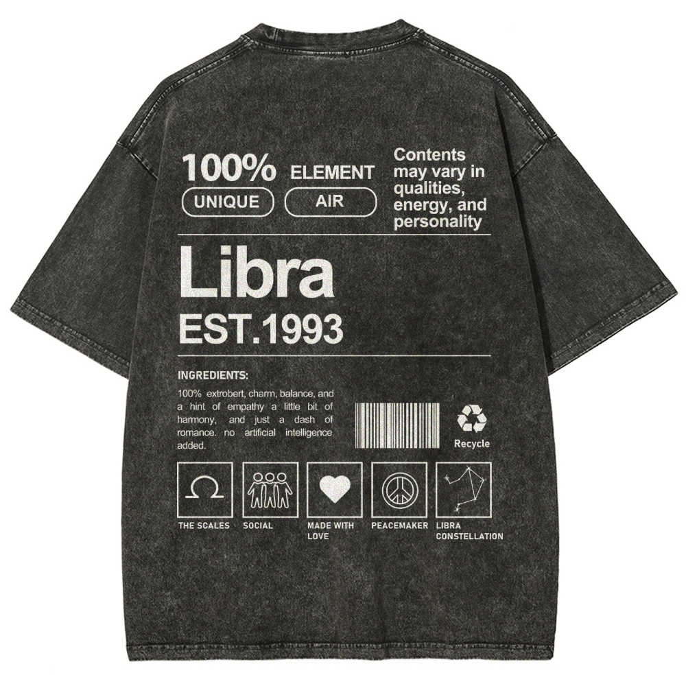 Libra Addcustom Unisex Fit Washed T-Shirt Customscool