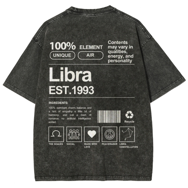 Libra Addcustom Unisex Fit Washed T-Shirt Customscool