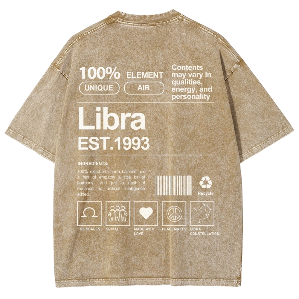 Libra Addcustom Unisex Fit Washed T-Shirt Customscool