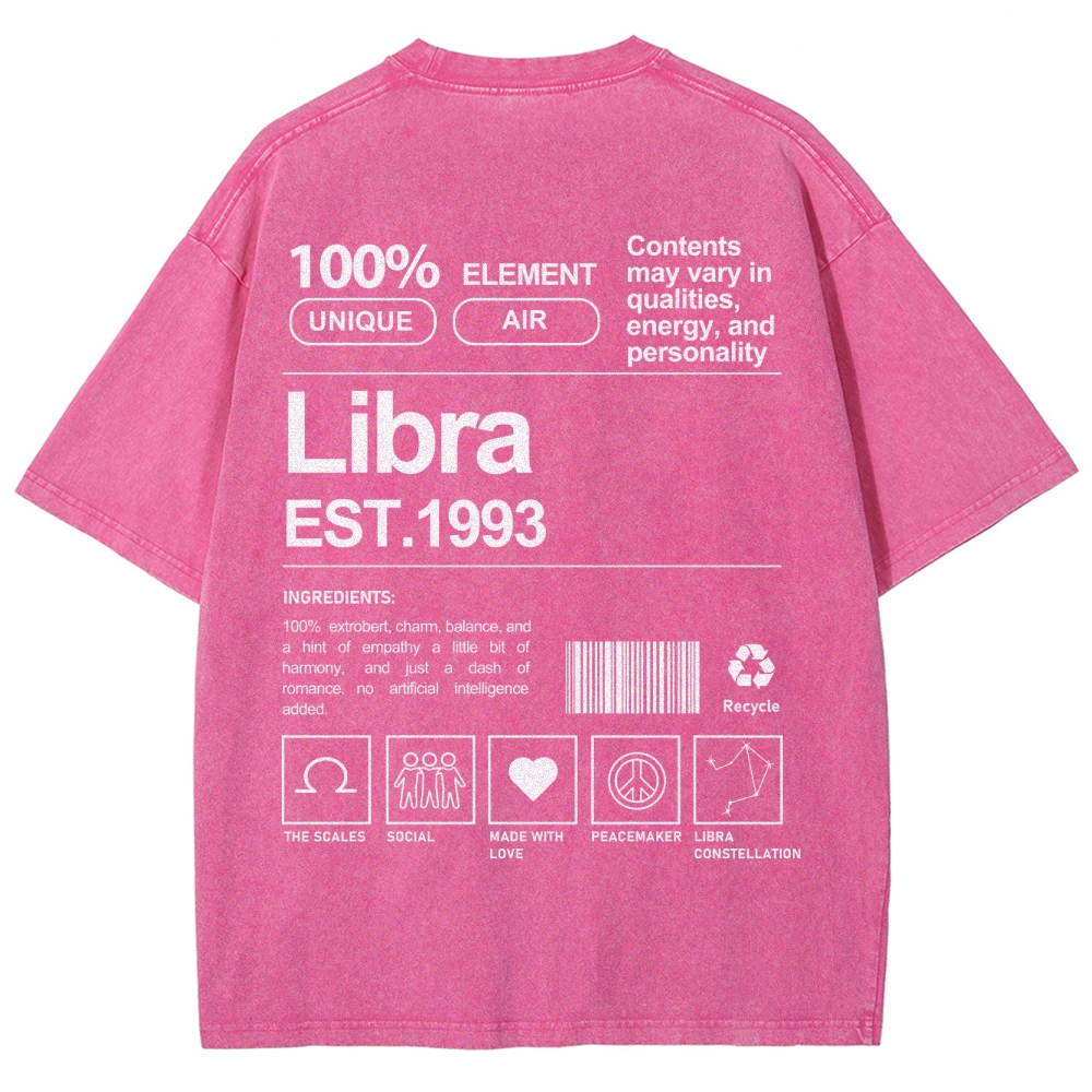 Libra Addcustom Unisex Fit Washed T-Shirt Customscool