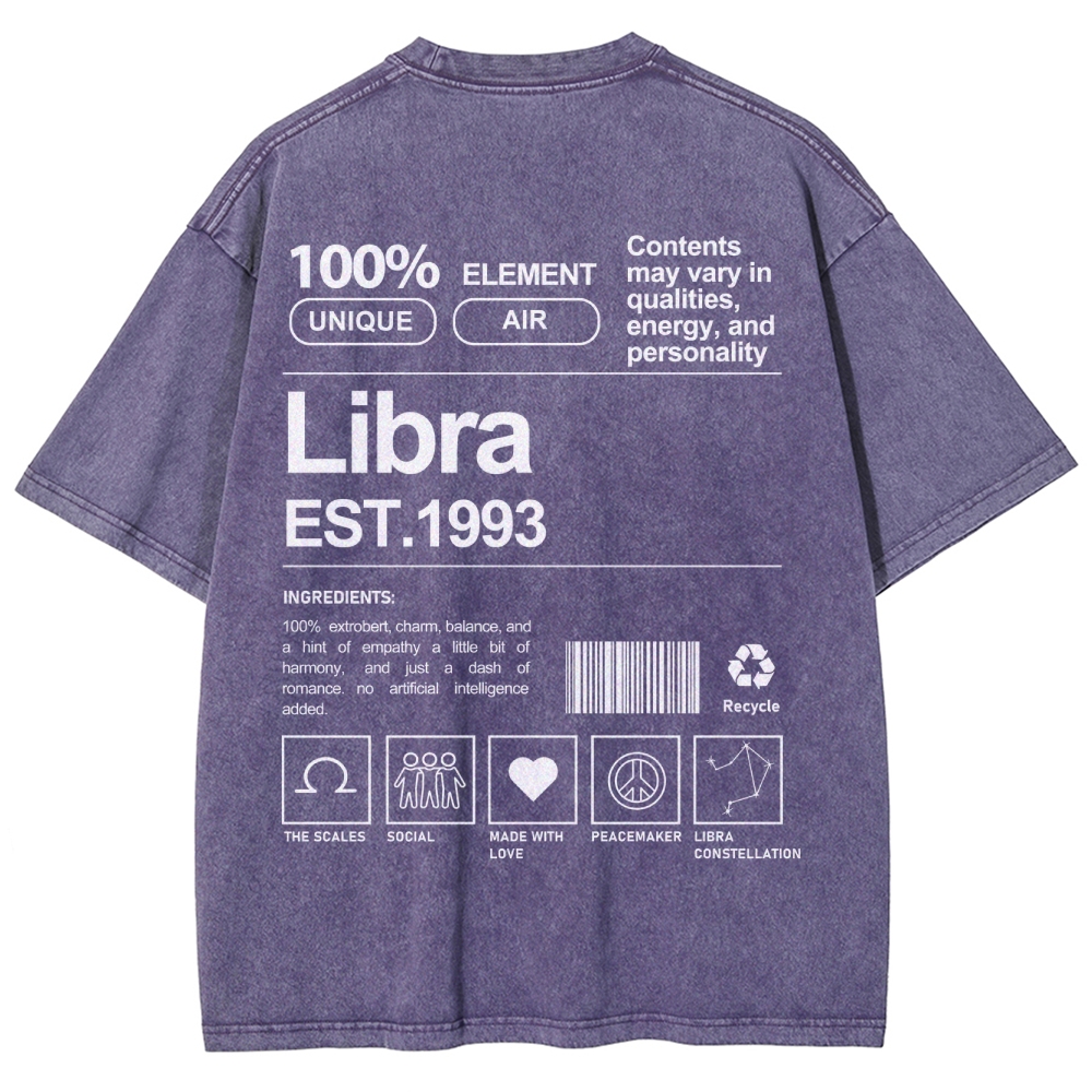 Libra Addcustom Unisex Fit Washed T-Shirt Customscool