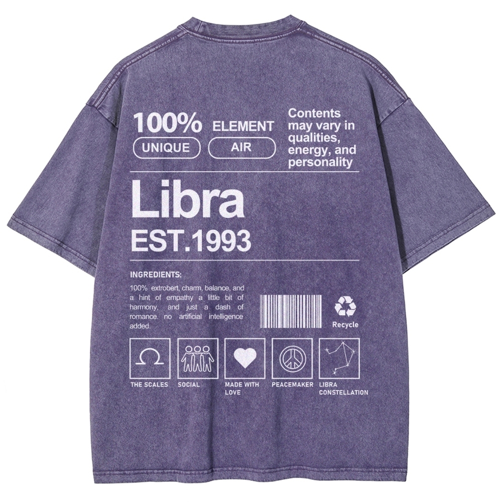 Libra Addcustom Unisex Fit Washed T-Shirt Customscool