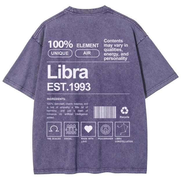 Libra Addcustom Unisex Fit Washed T-Shirt Customscool