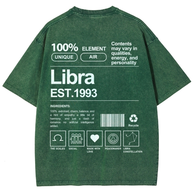 Libra Addcustom Unisex Fit Washed T-Shirt Customscool