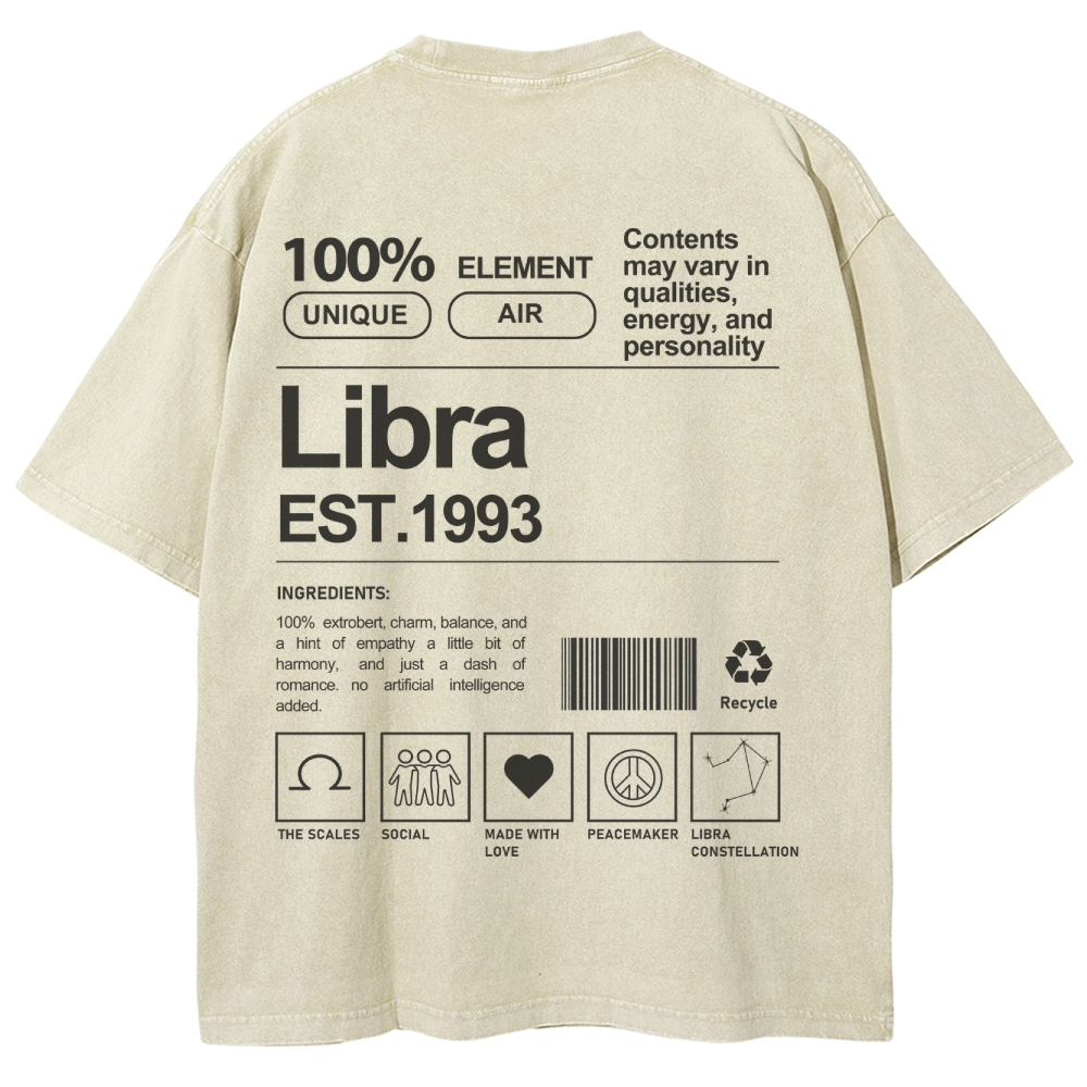 Libra Addcustom Unisex Fit Washed T-Shirt Customscool