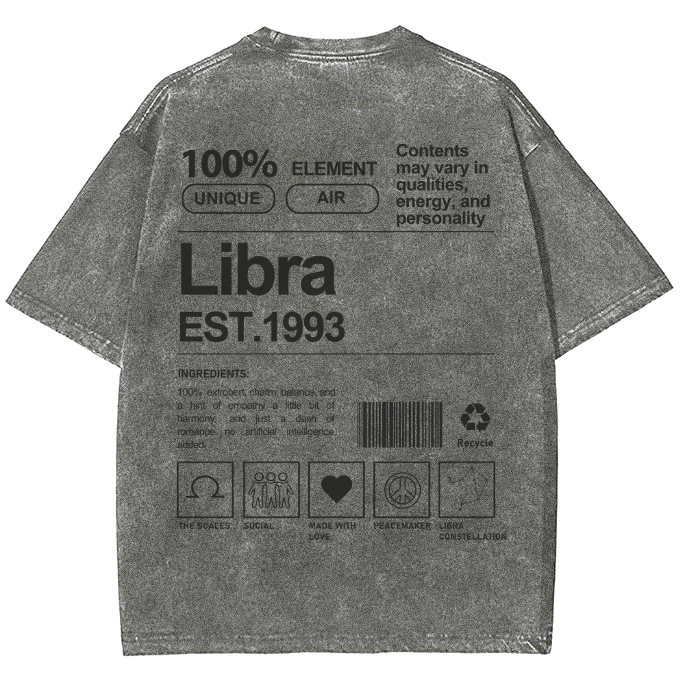 Libra Addcustom Unisex Fit Washed T-Shirt Customscool