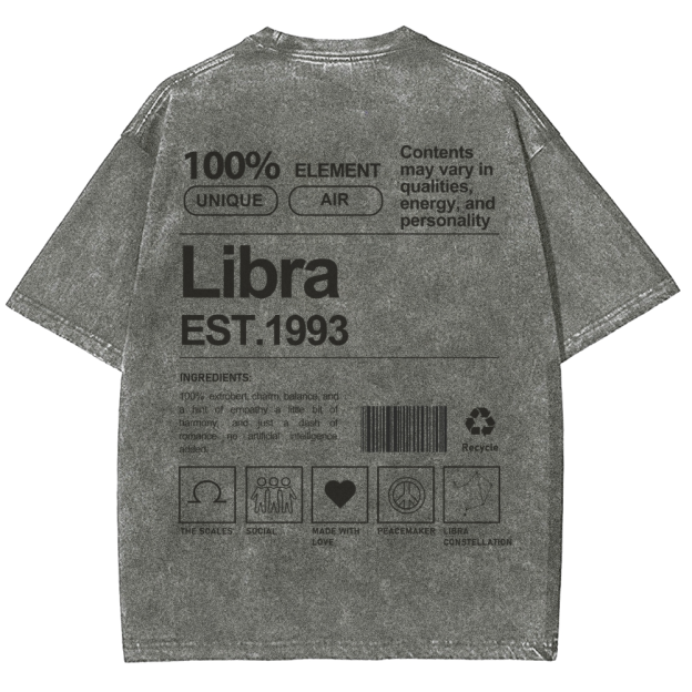 Libra Addcustom Unisex Fit Washed T-Shirt Customscool