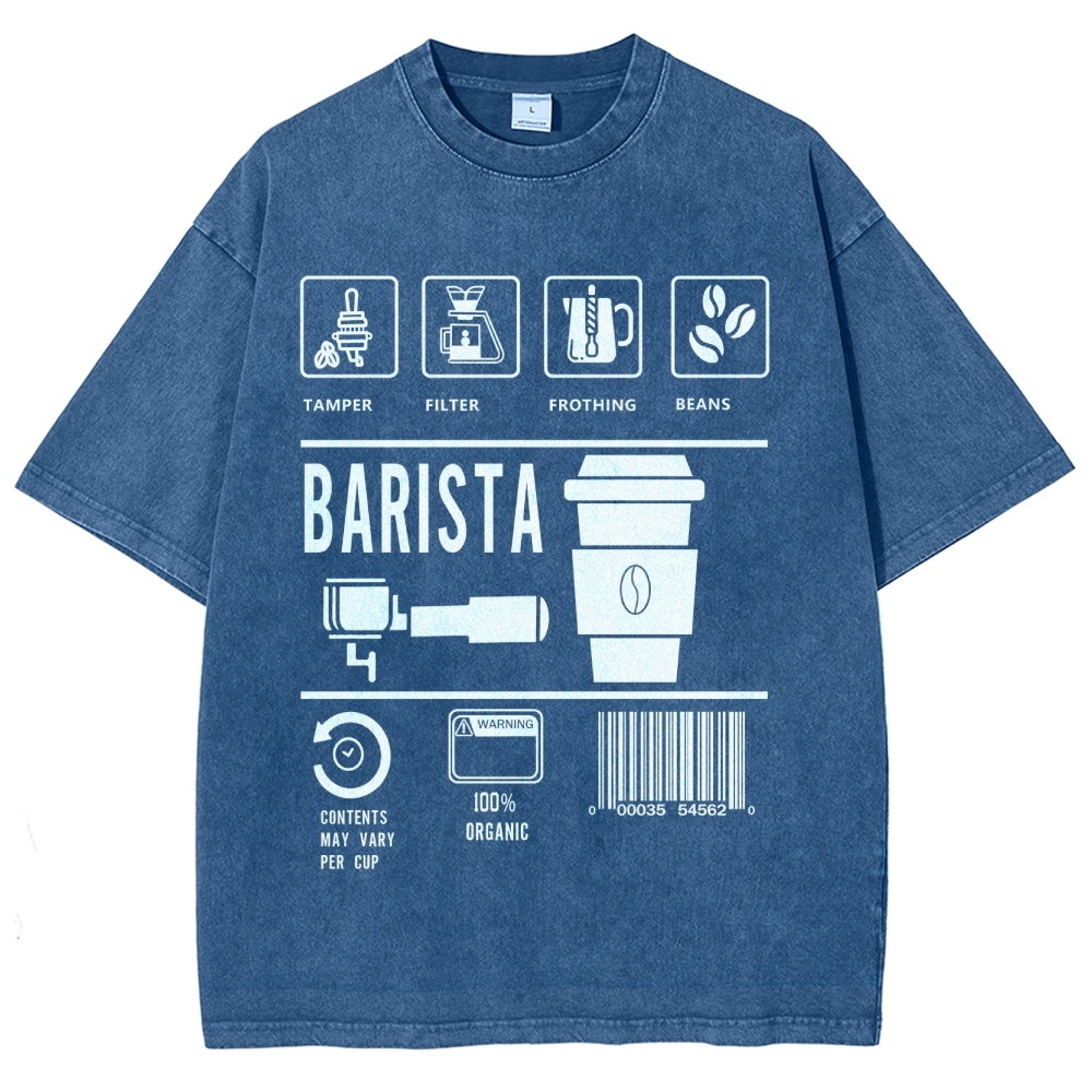 Barista Unisex Fit Washed T-Shirt Customscool