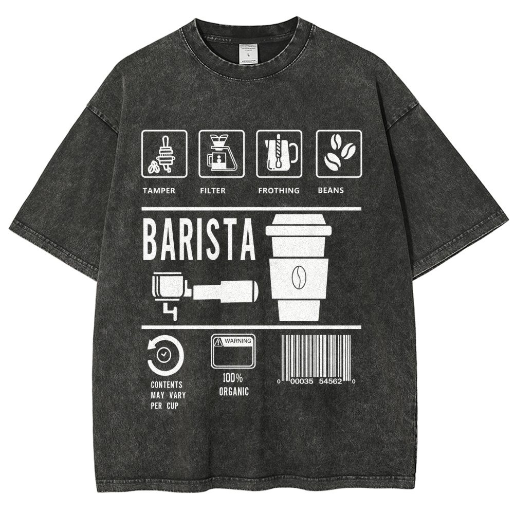 Barista Unisex Fit Washed T-Shirt Customscool