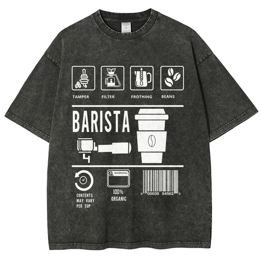 Barista Unisex Fit Washed T-Shirt Customscool