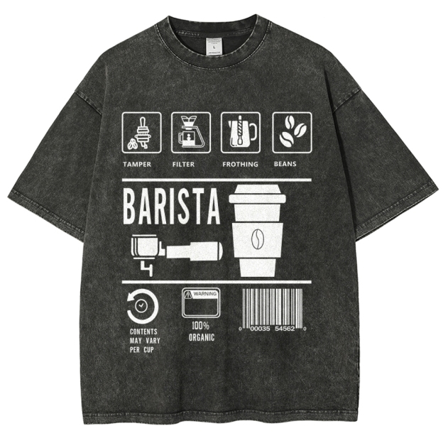 Barista Unisex Fit Washed T-Shirt Customscool