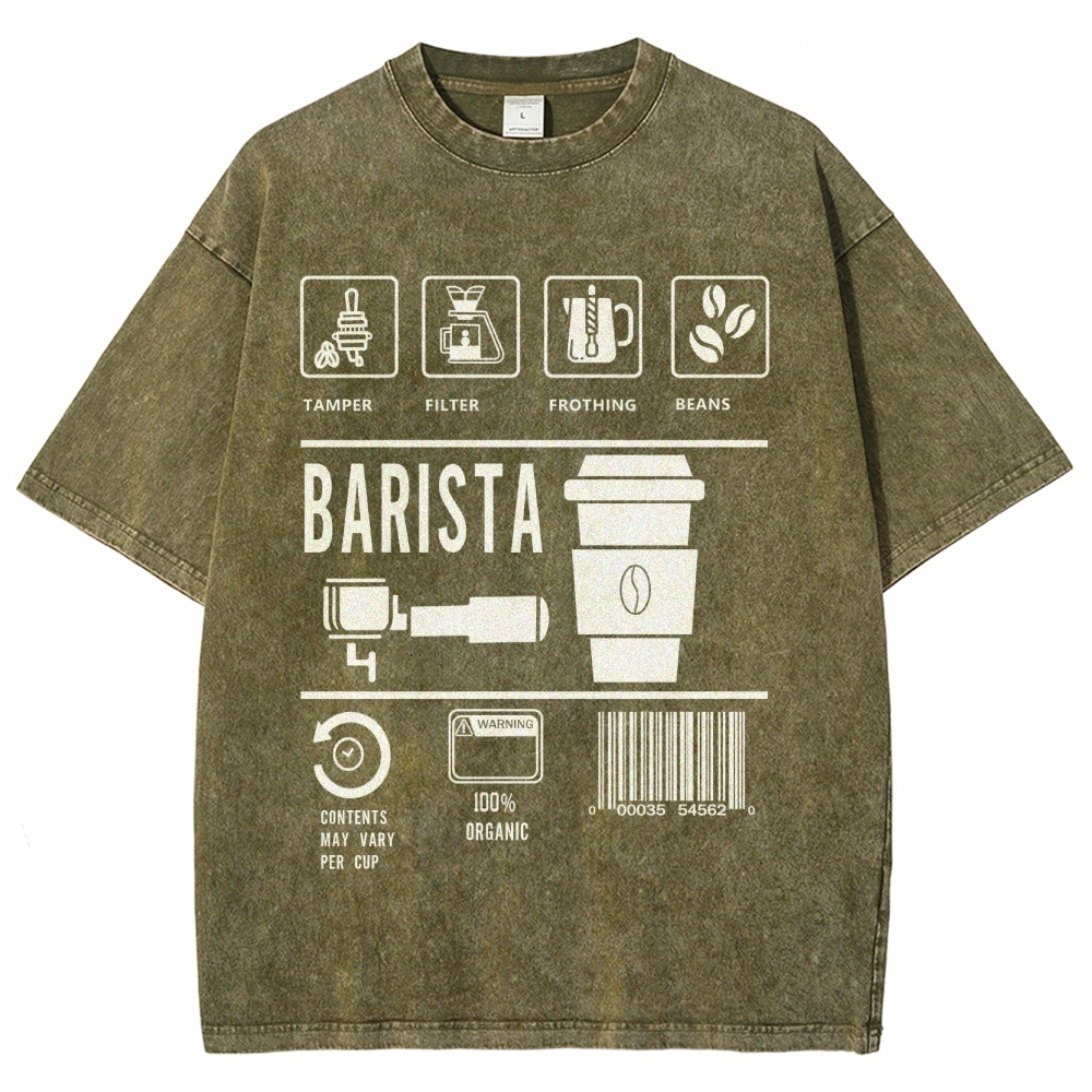 Barista Unisex Fit Washed T-Shirt Customscool