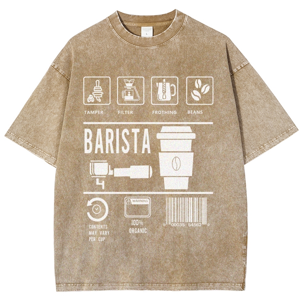 Barista Unisex Fit Washed T-Shirt Customscool