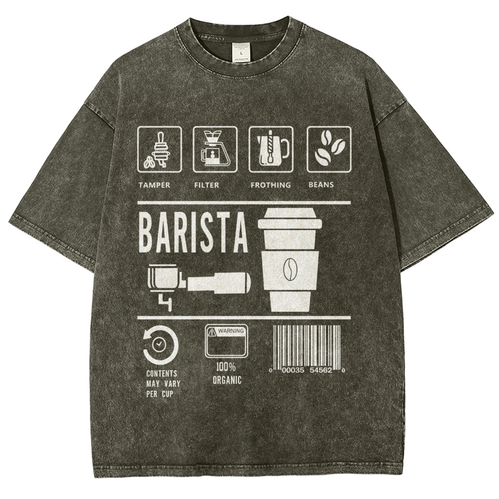 Barista Unisex Fit Washed T-Shirt Customscool