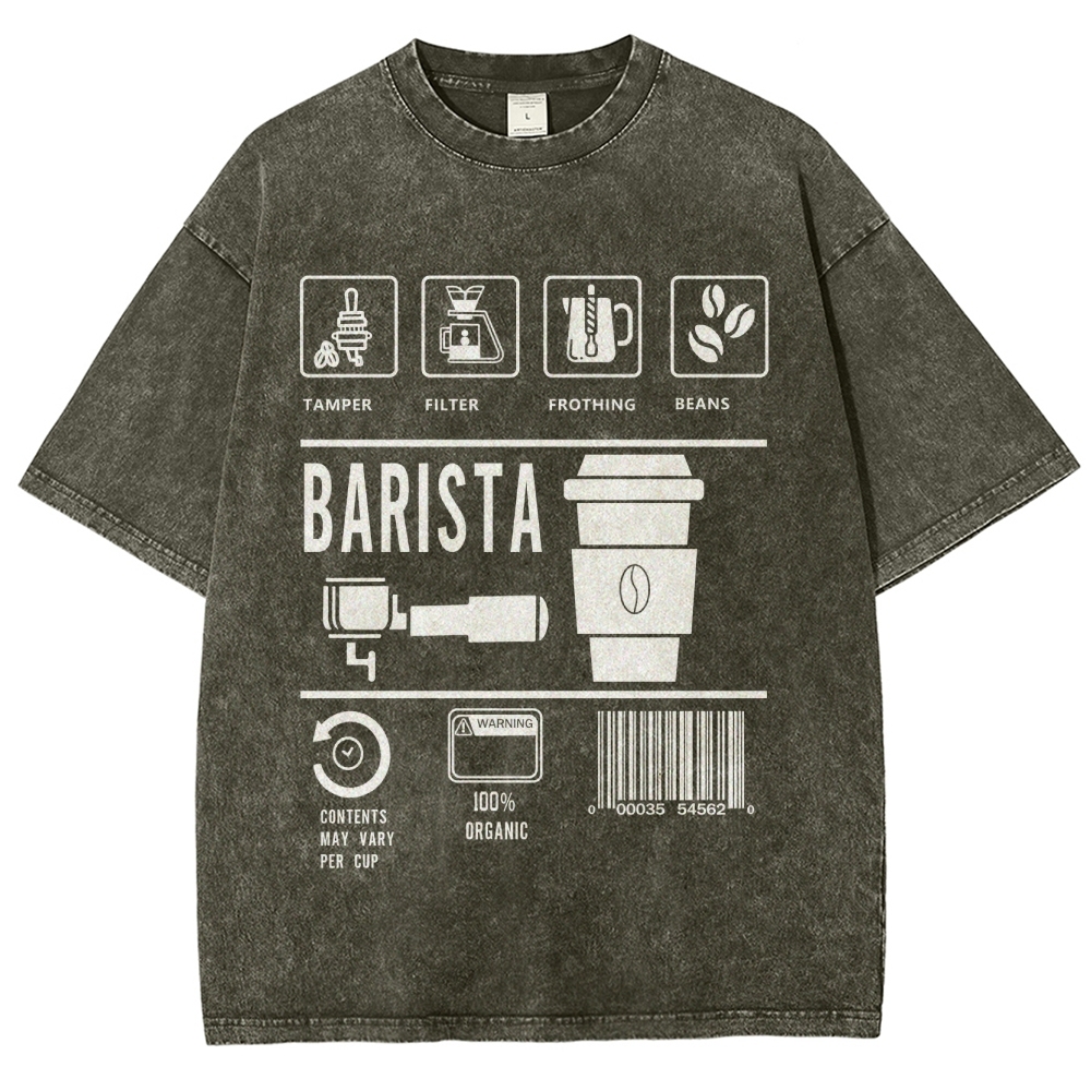 Barista Unisex Fit Washed T-Shirt Customscool