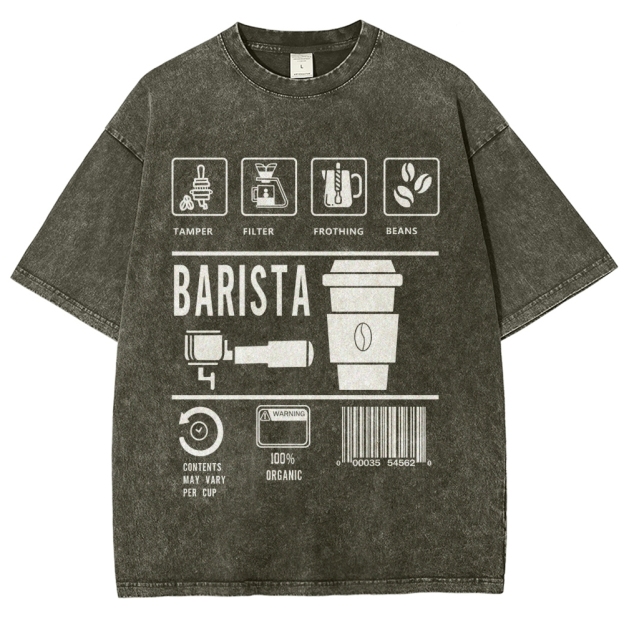 Barista Unisex Fit Washed T-Shirt Customscool