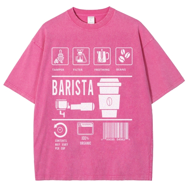 Barista Unisex Fit Washed T-Shirt Customscool