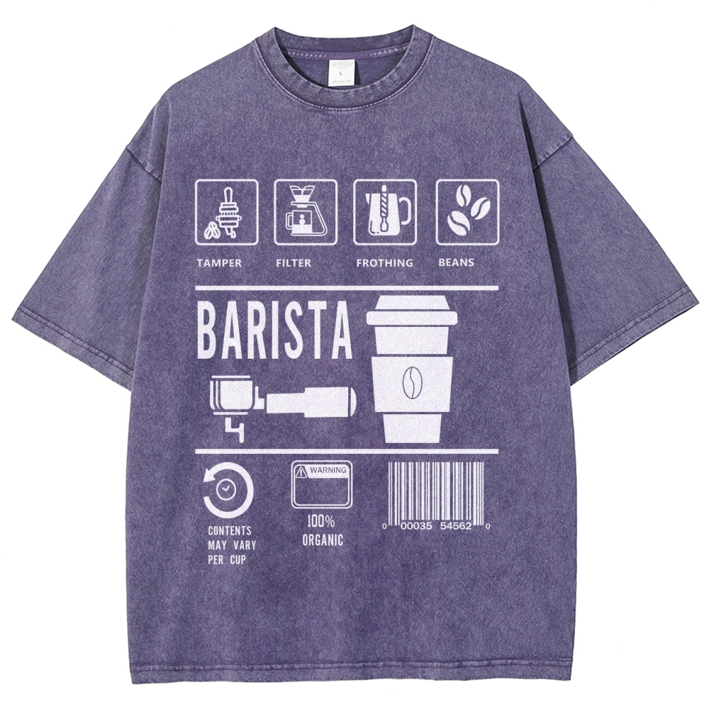Barista Unisex Fit Washed T-Shirt Customscool