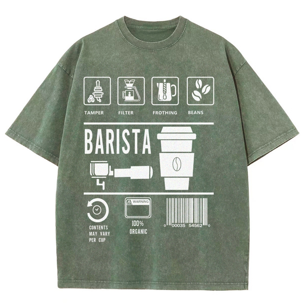 Barista Unisex Fit Washed T-Shirt Customscool