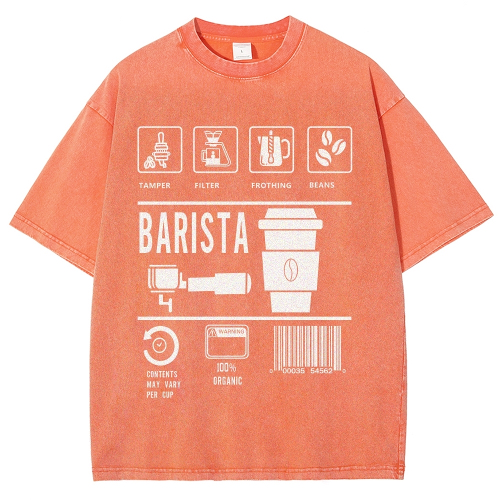 Barista Unisex Fit Washed T-Shirt Customscool