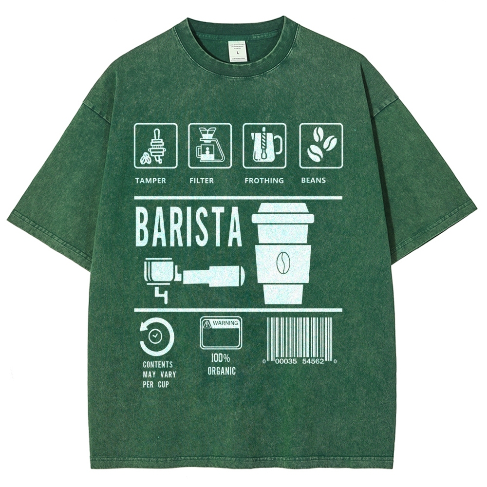 Barista Unisex Fit Washed T-Shirt Customscool