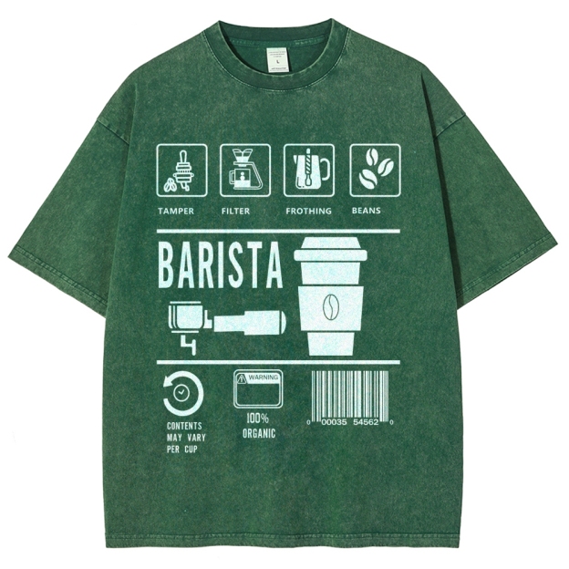 Barista Unisex Fit Washed T-Shirt Customscool