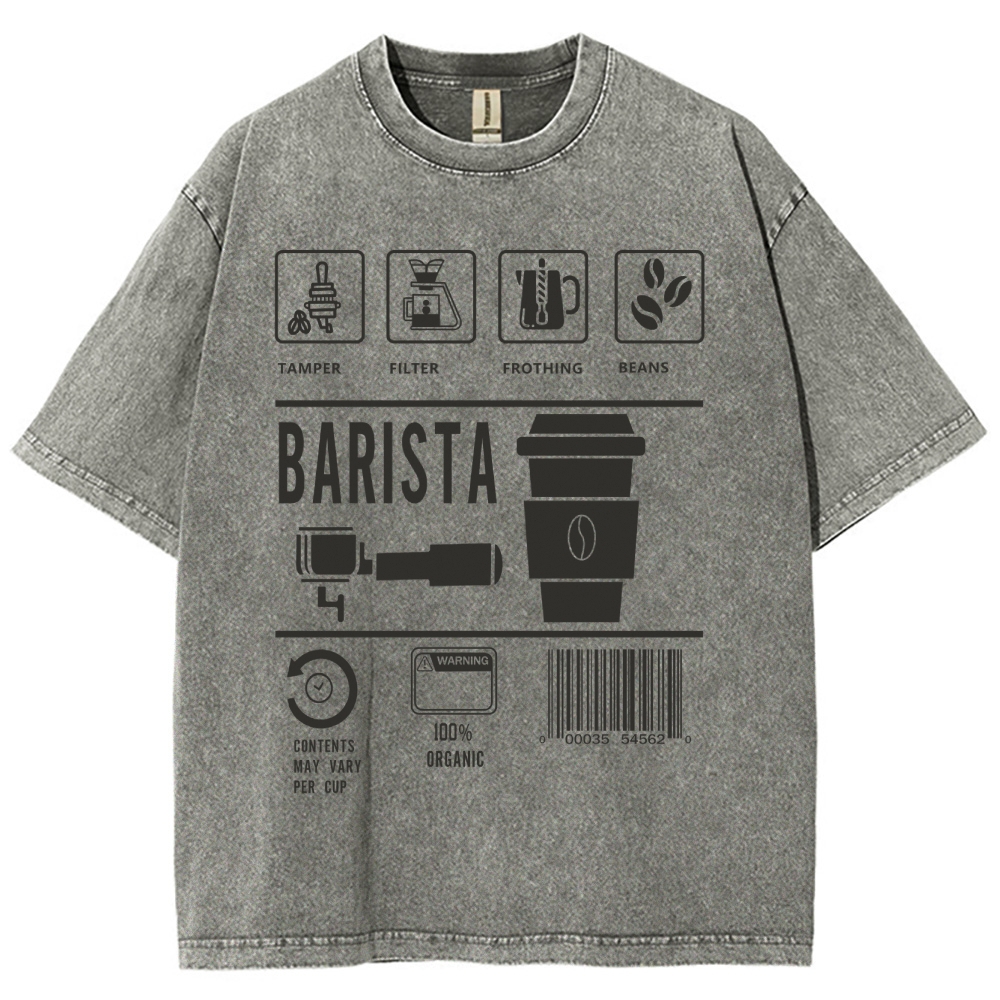 Barista Unisex Fit Washed T-Shirt Customscool