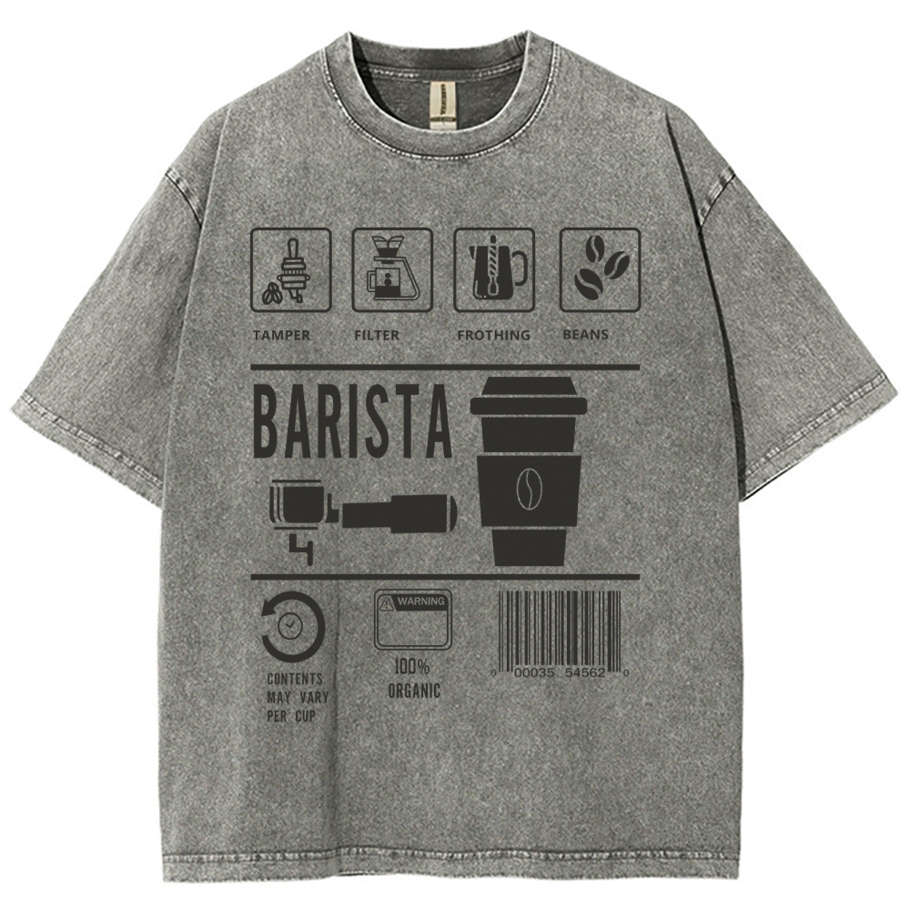Barista Unisex Fit Washed T-Shirt Customscool