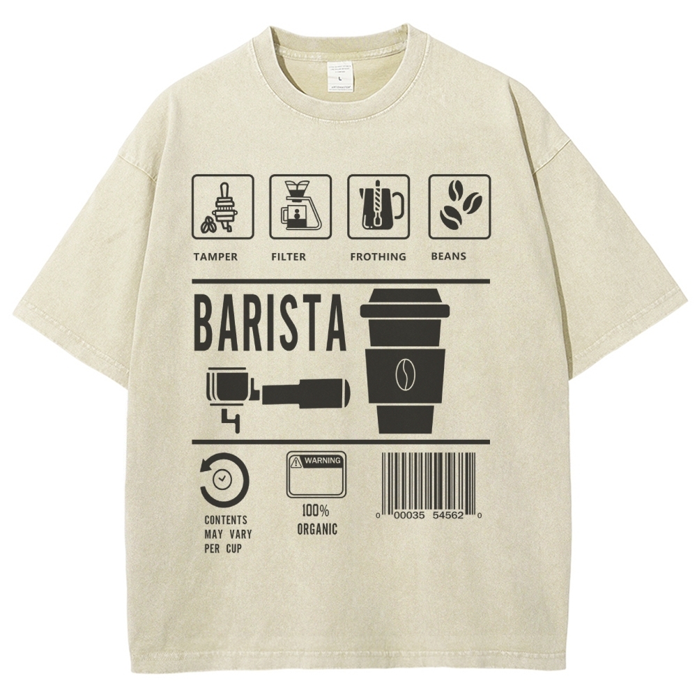 Barista Unisex Fit Washed T-Shirt Customscool