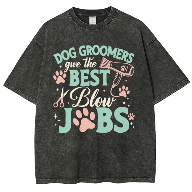 Dog Groomers Unisex Fit Washed T-Shirt Customscool