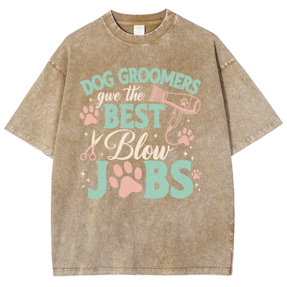 Dog Groomers Unisex Fit Washed T-Shirt Customscool