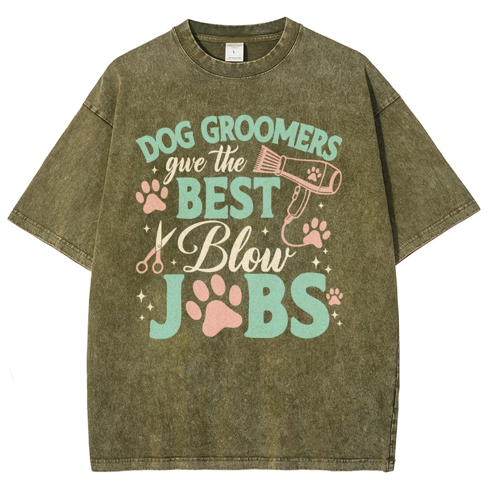 Dog Groomers Unisex Fit Washed T-Shirt Customscool
