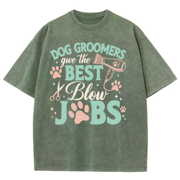 Dog Groomers Unisex Fit Washed T-Shirt Customscool