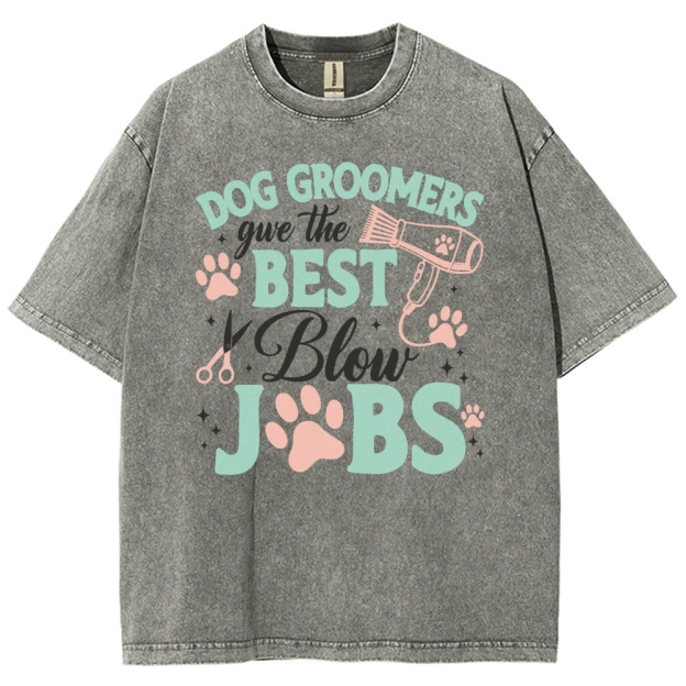Dog Groomers Unisex Fit Washed T-Shirt Customscool