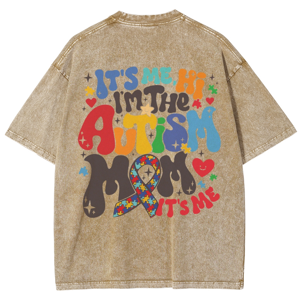 Autism Mom Unisex Fit Washed T-Shirt Customscool