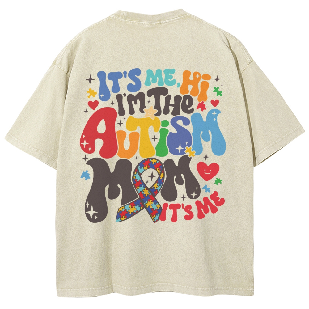 Autism Mom Unisex Fit Washed T-Shirt Customscool